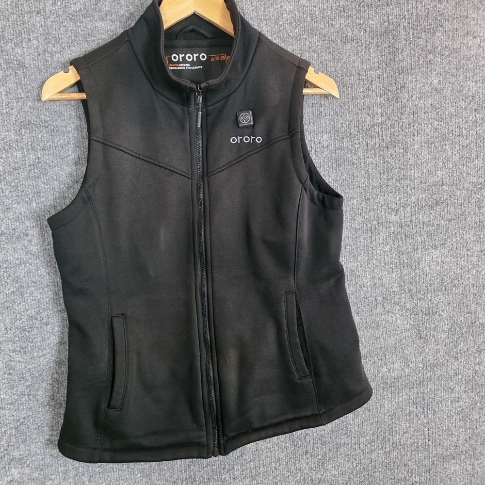 ORORO Womens Heated Fleece Lined Vest SZ S Full Zip Black NO BATTERY INCLUDED